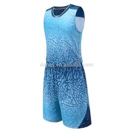 Fully Sublimation Latest Design Light Blue Basketball Jersey and Shorts Kit