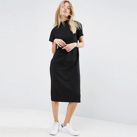 Hot sale Custom Blank Short Sleeve High Neck Cotton Spandex T Shirt Dress LC8429-N