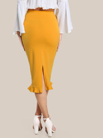 Fashion 2018 Yellow Package Hip Pencil Office Skirts Women