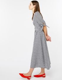 Black and White Gingham Midi Dress Summer Ladies