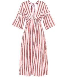 Women deep v neck stripe linen dress and unbacked