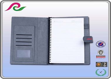 Hardcover types of business velcro closure spiral notebook with card files