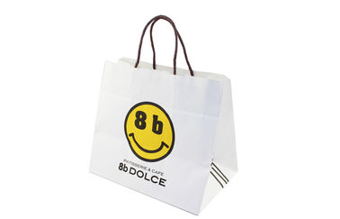 Customized White Kraft Paper Bags With Handles , Recycled Kraft Paper Gift Boxes