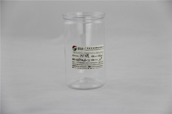Customized dry fruit Clear Plastic Cylinder box 400ml , Food grade PET can