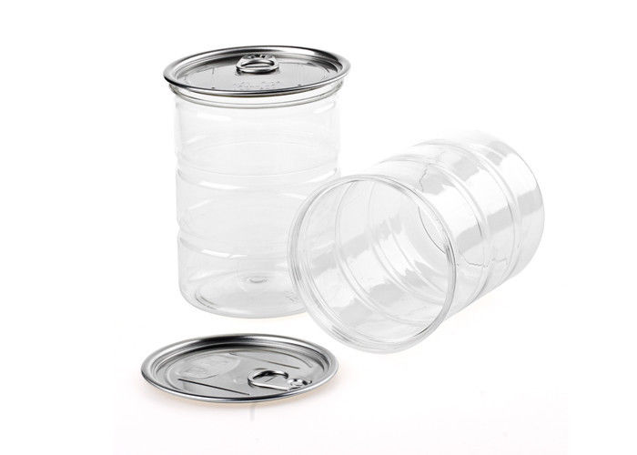 Heat Protection Clear Plastic Cylinder PET Easy Open Lid Canned Package
